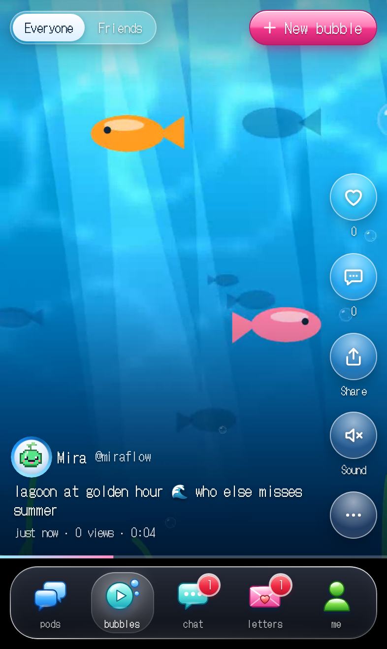 Bubbles, the short video feed in Zurbax